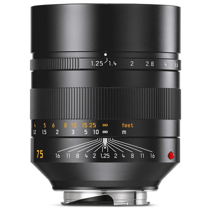 Leica Noctilux M 75mm f/1.25 ASPH Lens Black Anodised