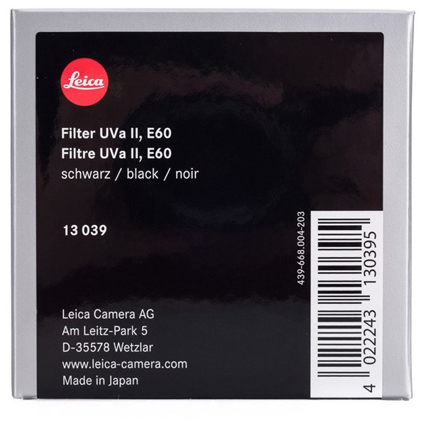 Leica Filter UVa II E60  Black 13039