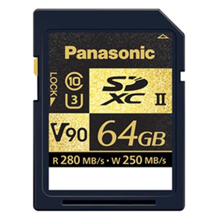 Panasonic 64GB 280Mb/s V90 SDXC U3 C10 memory card