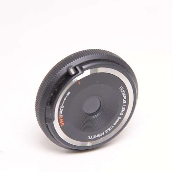 Used OM System 9mm f8 Fisheye Body Cap Lens Black