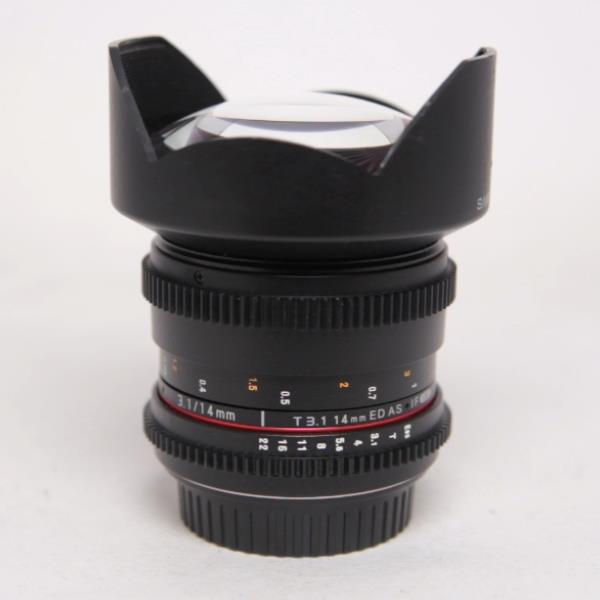 Used Samyang 14mm T3.1 VDSLR ED AS IF UMC II Cine Lens Canon EF