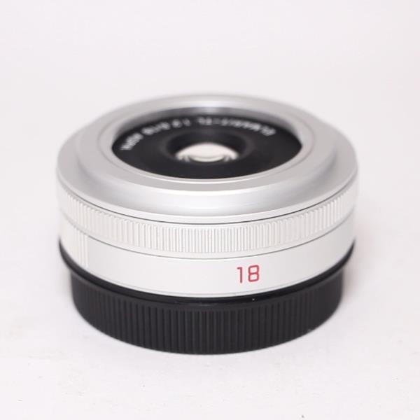 Used Leica Elmarit TL 18 mm f/2.8 ASPH Pancake Lens Silver Anodised