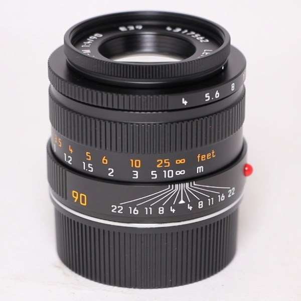 Used Leica Macro Elmar M 90mm f/4 Lens Black Anodised