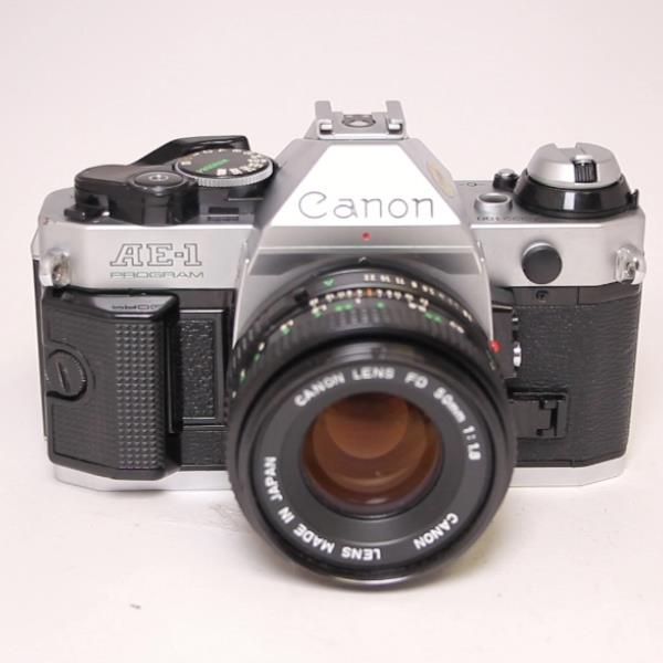 Used Canon AE-1 Program 35mm Film Camera & Canon 50mm f/1.8 FD Lens