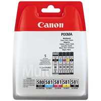 Canon PGI-580BK/CLI-581 33.6ml Black / Cyan / Yellow / Magenta / Pigment Black Ink Cartridges - Mu
