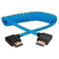 Kondor Blue Right Angle Full HDMI to HDMI Braided Coiled Cable Blue