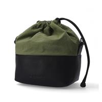 Artisan&Artist Leather & Fabric Camera Pouch Black/ Khaki