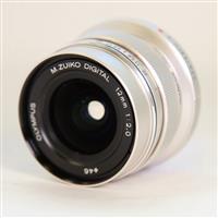 Used Olympus M.Zuiko Digital ED 12mm f/2 Wide Angle Lens Silver