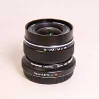 Used Olympus M.Zuiko Digital ED 12mm f/2 Wide Angle Lens Black