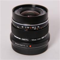 Used Olympus M.Zuiko Digital ED 12mm f/2 Wide Angle Lens Black