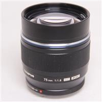 Used OM-System M.Zuiko Digital ED 75mm f/1.8 Telephoto Lens Black