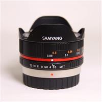 Used Samyang 7.5mm f/3.5 UMC Fisheye Micro Four Thirds Lens Black
