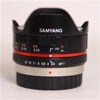 Used Samyang 7.5mm f/3.5 UMC Fisheye Micro Four Thirds Lens Black