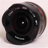 Used Samyang 7.5mm f/3.5 UMC Fisheye Micro Four Thirds Lens Black