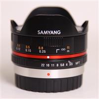 Used Samyang 7.5mm f/3.5 UMC Fisheye Micro Four Thirds Lens Black