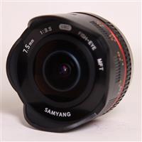 Used Samyang 7.5mm f/3.5 UMC Fisheye Micro Four Thirds Lens Black