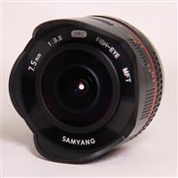 Used Samyang 7.5mm f/3.5 UMC Fisheye Micro Four Thirds Lens Black