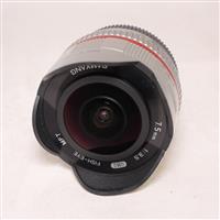 Used Samyang 7.5mm f/3.5 UMC Fisheye Micro Four Thirds Lens Silver