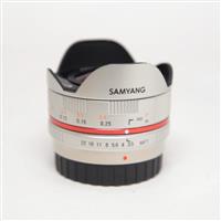 Used Samyang 7.5mm f/3.5 UMC Fisheye Micro Four Thirds Lens Silver