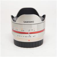 Used Samyang 7.5mm f/3.5 UMC Fisheye Micro Four Thirds Lens Silver