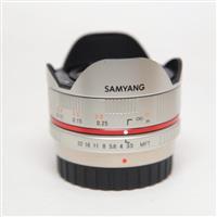 Used Samyang 7.5mm f/3.5 UMC Fisheye Micro Four Thirds Lens Silver