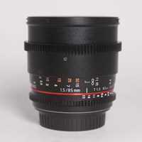 Used Samyang 85mm T1.5 VDSLR AS IF UMC II Cine Lens Canon EF