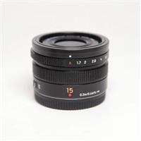 Used Panasonic Leica DG Summilux 15mm f/1.7 ASPH Lens Black