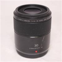 Used Panasonic Lumix G Macro 30mm f/2.8 ASPH MEGA O.I.S. Lens Black