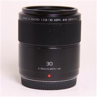 Used Panasonic Lumix G Macro 30mm f/2.8 ASPH MEGA O.I.S. Lens Black