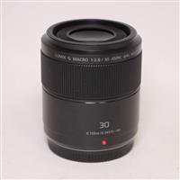 Used Panasonic Lumix G Macro 30mm f/2.8 ASPH MEGA O.I.S. Lens Black